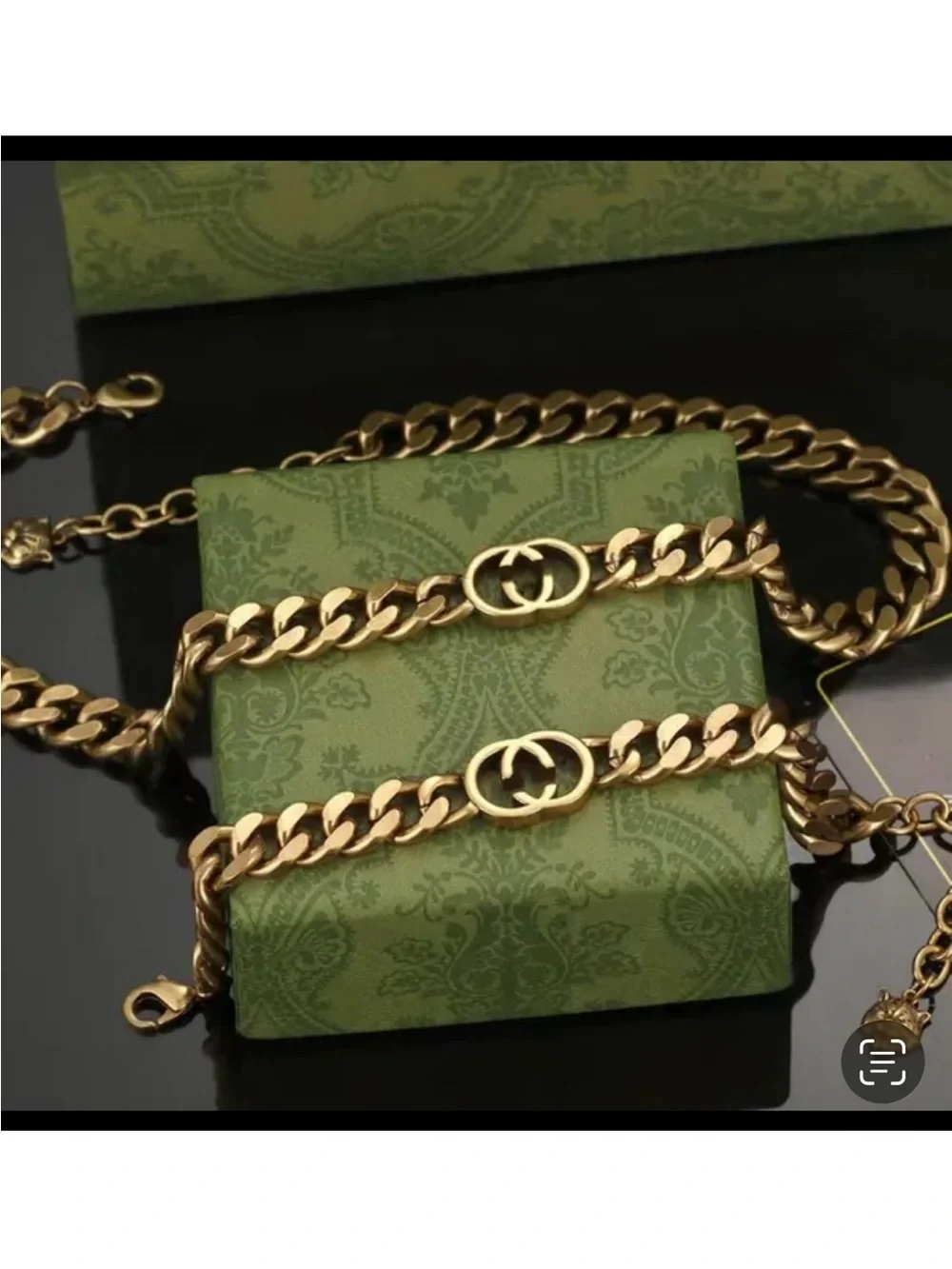 Gucci Gold Chain Bracelet with Double G Charm